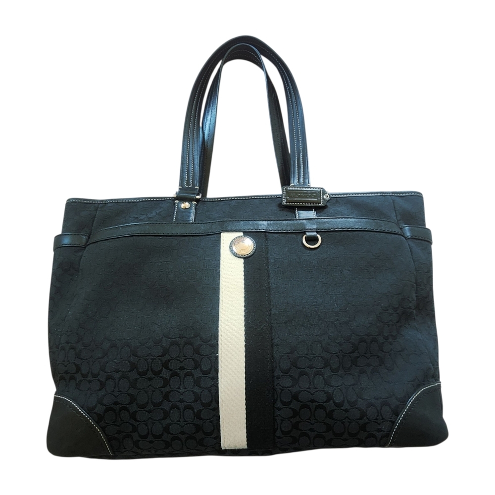 Coach Tote Voyager F13813 Signature "C" Black Canvas Diaper Bag/Multipurpose
